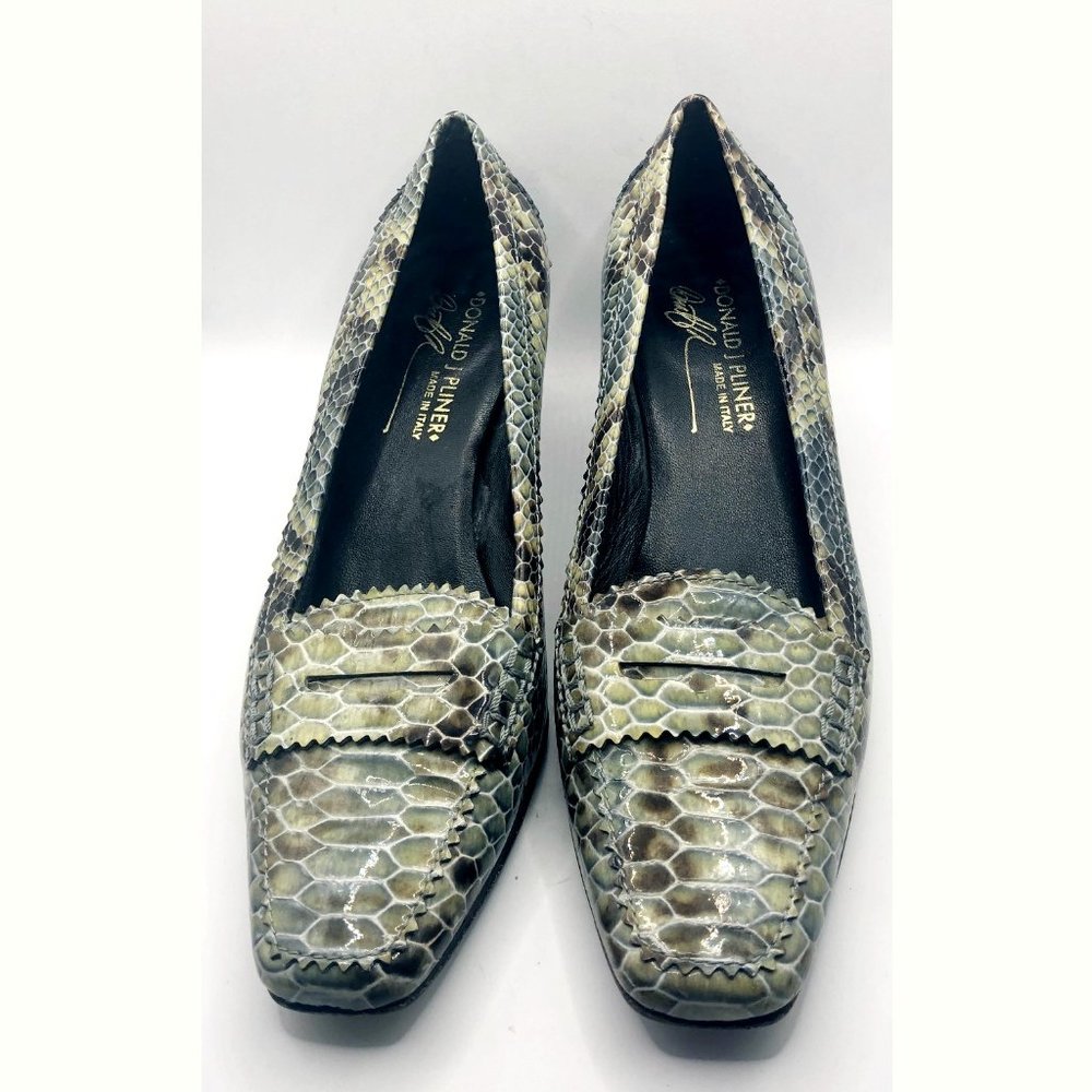Donald J. Pliner Vero Cuoio Python Snakeskin Print Leather Shoes Size 7 1/2 M